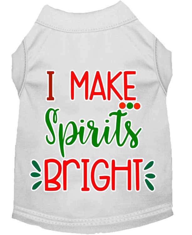 I Make Spirits Bright Screen Print Dog Shirt White Sm